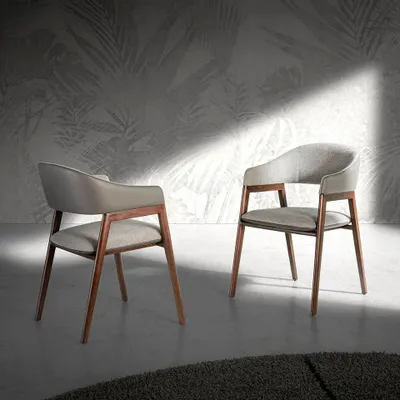 Chairs - Upholstered fabric and leatherette dining table chair - ANGEL CERDÁ