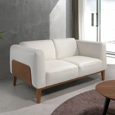 Canapés - Canapé 2 places tapissé en cuir blanc - ANGEL CERDÁ