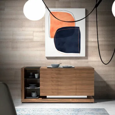 Sideboards - Walnut sideboard and black tinted glass - ANGEL CERDÁ