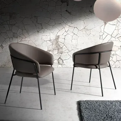 Chairs - Dining table chair black steel legs - ANGEL CERDÁ