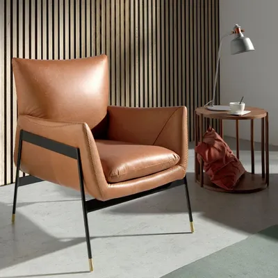 Armchairs - Upholstered armchair brown cowhide leather - ANGEL CERDÁ