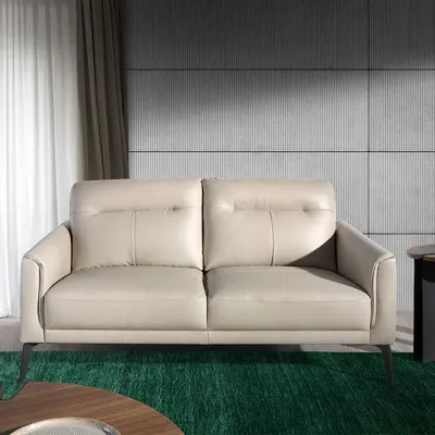 Sofas - 2 seater sofa upholstered in gray taupe leather - ANGEL CERDÁ