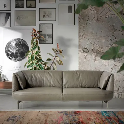 Sofas - Gray cowhide 3-seater sofa - ANGEL CERDÁ