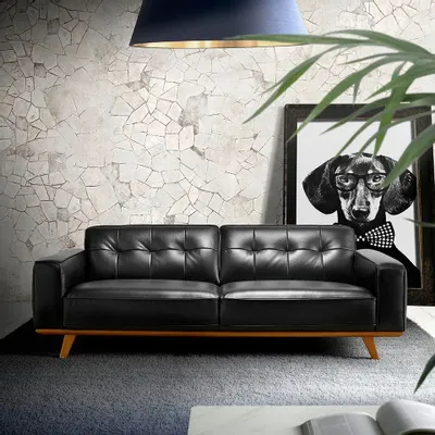 Canapés - Canapé 3 places rembourré en cuir de vachette noir - ANGEL CERDÁ