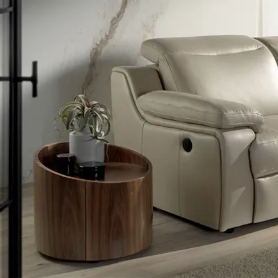Night tables - Round walnut bedside table - ANGEL CERDÁ