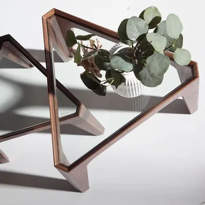 Coffee tables - Corner table walnut structure - ANGEL CERDÁ