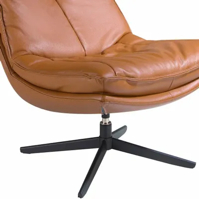 Armchairs - Brown leather upholstered swivel armchair - ANGEL CERDÁ