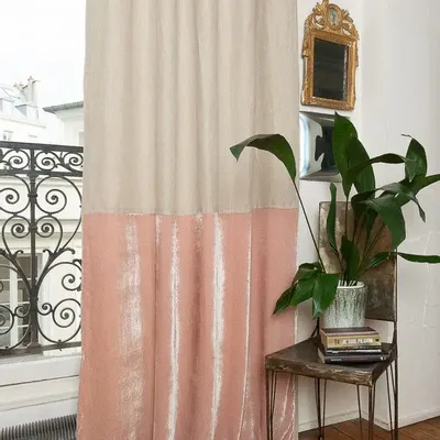 Rideaux et voilages - FORTUNA DUO  Rideau en velours de soie et lin140x300 cm FORTUNA POUDRE - EN FIL D'INDIENNE...