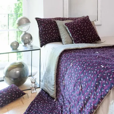 Prêt-à-porter - ART DECO Plaid 140x220 cm BORDEAUX - EN FIL D'INDIENNE...