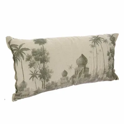 Coussins textile - BADALPUR Housse de coussin en lin imprimé monochrome Ananbo 50x100 cm Avocat - EN FIL D'INDIENNE...