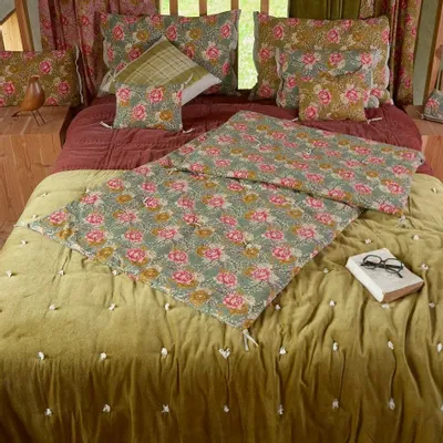 Linge de lit - BLOOM Plaid 140x240 cm CELADON - EN FIL D'INDIENNE...