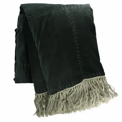 Bed linens - Boho Plaid 130X250 Cm Boho Anthracite - EN FIL D'INDIENNE...