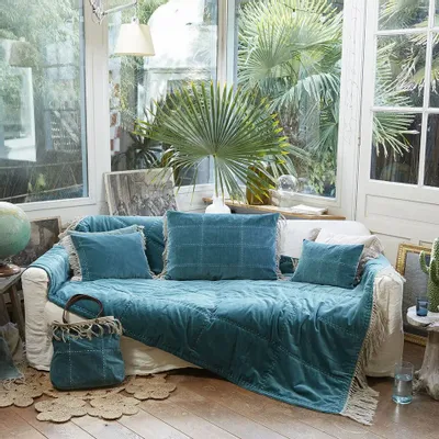 Linge de lit - BOHO Plaid 140x250 cm BOHO CANARD - EN FIL D'INDIENNE...