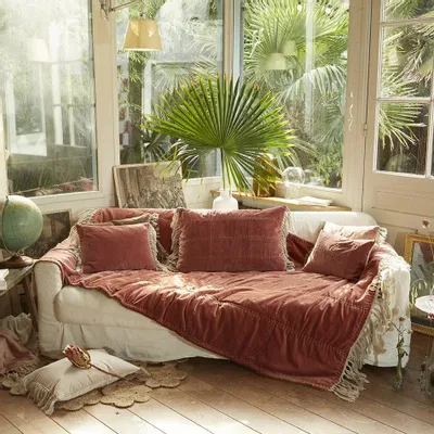 Objets de décoration - BOHO Plaid 140x250 cm BOHO TERRACOTTA - EN FIL D'INDIENNE...