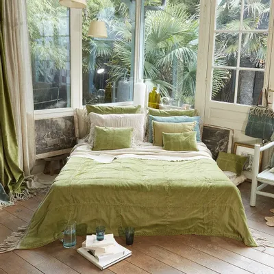 Throw blankets - Boho Bedspread 240X250Cm Boho Avocat - EN FIL D'INDIENNE...