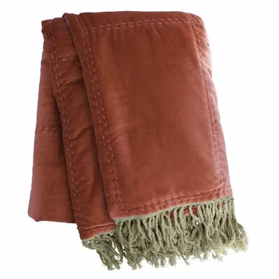 Throw blankets - Boho Bedspread 240X250Cm Boho Terracotta - EN FIL D'INDIENNE...