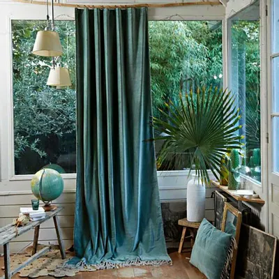 Curtains and window coverings - Boho Curtain 140X300 Cm Boho Celadon - EN FIL D'INDIENNE...