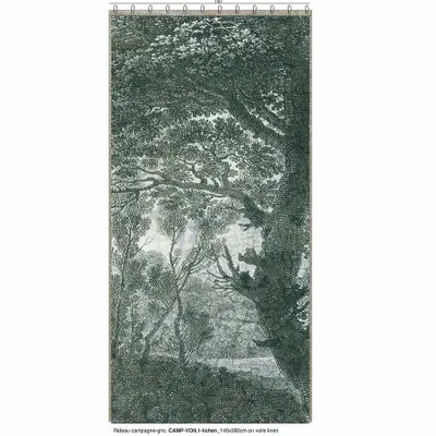 Curtains and window coverings - Campagne Linen Voil N 1 Printed Ananbo 140X280 Cm - Left Curtain Campagne Lichen - EN FIL D'INDIENNE...