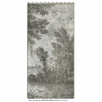 Curtains and window coverings - Campagne Linen Voil N 1 Printed Ananbo 140X280 Cm - Right Curtain Campagne Grisa - EN FIL D'INDIENNE...