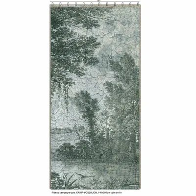 Curtains and window coverings - Campagne Linen Voil N 1 Printed Ananbo 140X280 Cm - Right Curtain Campagne Liche - EN FIL D'INDIENNE...