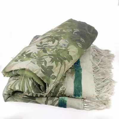 Bed linens - COCHIN Ananbo printed linen plaid 90x250 cm - CELADON - EN FIL D'INDIENNE...