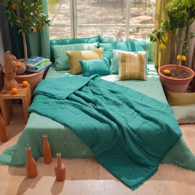 Plaids - ETAMINE Edredon 140X240 cm ETAMINE 2 CANARD - EN FIL D'INDIENNE...