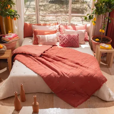 Throw blankets - Etamine Quilt 140X240 Cm Etamine 2 Terracota - EN FIL D'INDIENNE...