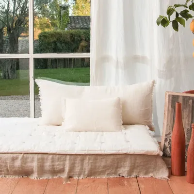 Plaids - ETAMINE Coussin 30x45 cm ETAMINE 2 BLANC - EN FIL D'INDIENNE...