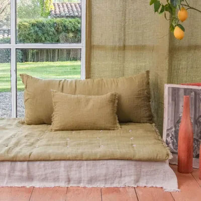 Fabric cushions - ETAMINE Cushion 30x45 cm ETAMINE 2 KAKI - EN FIL D'INDIENNE...