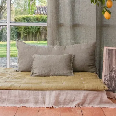 Fabric cushions - Etamine Cushion 30X45 Cm Etamine 2 Lichen - EN FIL D'INDIENNE...