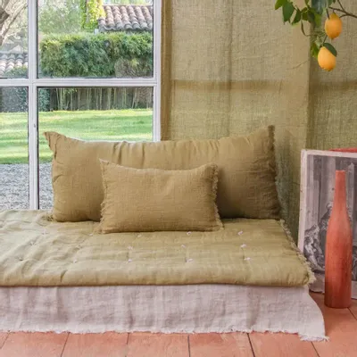 Coussins textile - ETAMINEE Housse de coussin 45x100 cm - EN FIL D'INDIENNE...