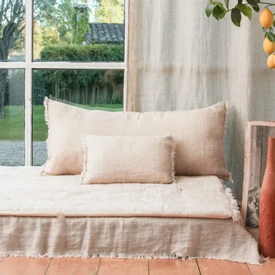 Coussins textile - ETAMINEE Housse de coussin 45x100 cm - EN FIL D'INDIENNE...