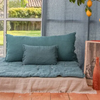 Coussins textile - ETAMINEE Housse de coussin 45x100 cm - EN FIL D'INDIENNE...