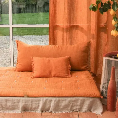 Coussins textile - ETAMINEE Housse de coussin 45x100 cm - EN FIL D'INDIENNE...