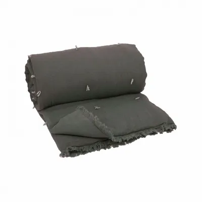 Plaids - ETAMINE Bout de lit 90x200 cm ETAMINE 2 ANTHRACITE - EN FIL D'INDIENNE...