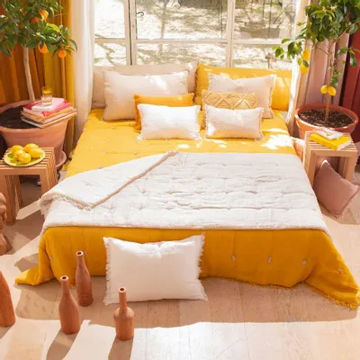 Plaids - ETAMINE Bout de lit 90x200 cm ETAMINE 2 NATUREL - EN FIL D'INDIENNE...