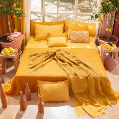 Bed linens - Etamine Bed Throw In Linen 20X240 Cm Etamine 2 Ocre - EN FIL D'INDIENNE...