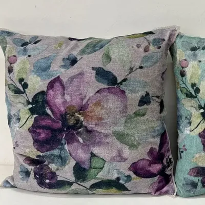 Fabric cushions - FLORA cushion 45x45cm cover FLORA POUDRE - EN FIL D'INDIENNE...