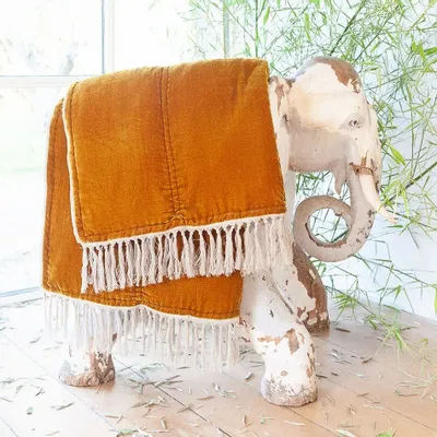 Plaids - FORTUNA Plaid 100x250 cm TABAC - EN FIL D'INDIENNE...