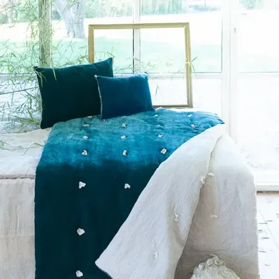 Plaids - FORTUNA Bout de lit 90x200 cm CANARD - EN FIL D'INDIENNE...