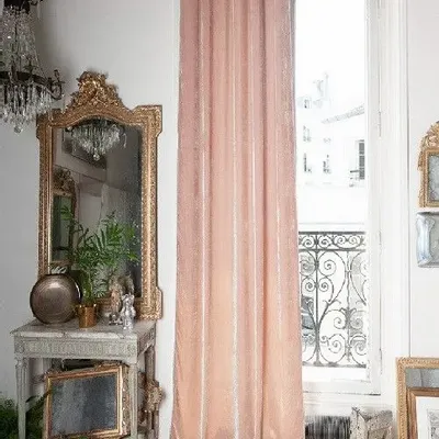 Rideaux et voilages - FORTUNA Rideau en velours de soie 110x300 cm FORTUNA POUDRE - EN FIL D'INDIENNE...