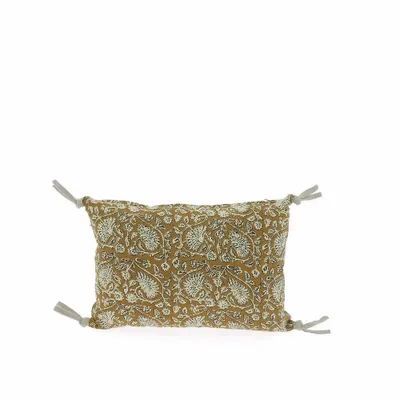 Fabric cushions - Indienne Cushion Cover 25X35 Cm Indienne Tabac - EN FIL D'INDIENNE...