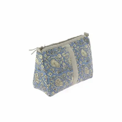 Coussins textile - INDIENNE Trousse de toilette 18X26X12 cm INDIENNE DENIM FEUILLE - EN FIL D'INDIENNE...