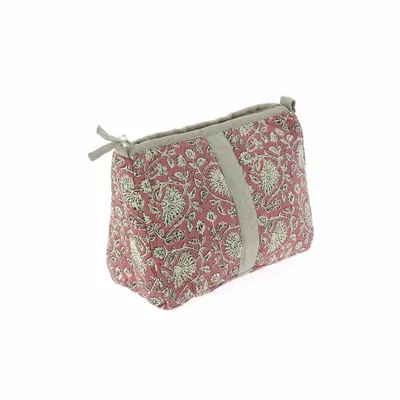 Coussins textile - INDIENNE Trousse de toilette 18X26X12 cm INDIENNE TERRACOTTA FEUILLE - EN FIL D'INDIENNE...