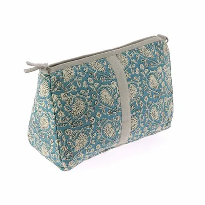 Fabric cushions - Indienne  Vanity Clutch Xl 34X22X15 Cm Indienne Canard - EN FIL D'INDIENNE...
