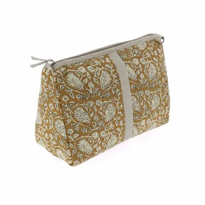 Coussins textile - INDIENNE Trousse de toilette XL 34X22X15 cm INDIENNE TABAC - EN FIL D'INDIENNE...