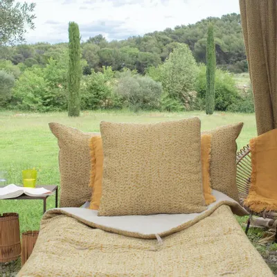 Coussins textile - LIERRE Housse de coussin 45X45 cm - EN FIL D'INDIENNE...