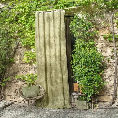 Rideaux et voilages - LIERRE Rideau 140x300 cm LIERRE OLIVE - EN FIL D'INDIENNE...