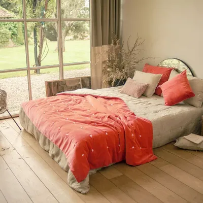 Linge de lit - LYRIC Courtepointe 140x240 cm LYRIC TERRACOTTA - EN FIL D'INDIENNE...