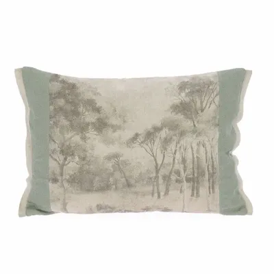 Linge de lit - MANOSQUE Housse de coussin 40x55 cm imprimé monochrome Ananbô LICHEN - EN FIL D'INDIENNE...